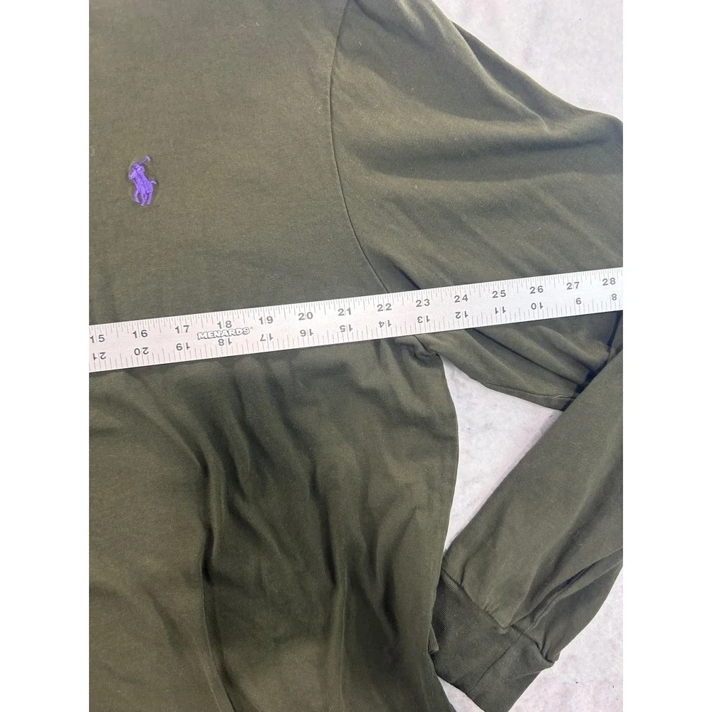 Polo Ralph Lauren Mens XXL Long Sleeve T-Shirt Olive Green Purple Pony Logo